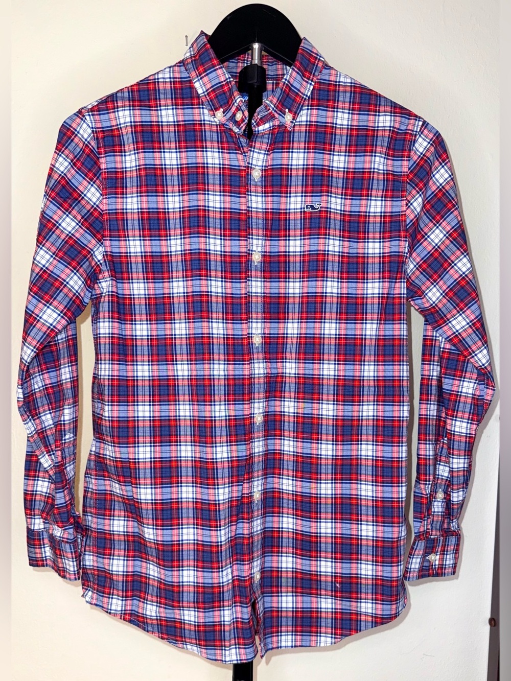 Vineyard Vines “On the Go Performance” Plaid Button Down Shirt, sz 12/14,